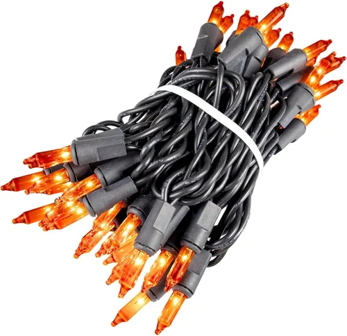 Vista 7 de Novelty Lights Mini luces incandescentes amarillas de 11 pies, 50 bombillas, cable negro Traditional Bulbs with 2.5 Inch Spacing, Commercial Grade