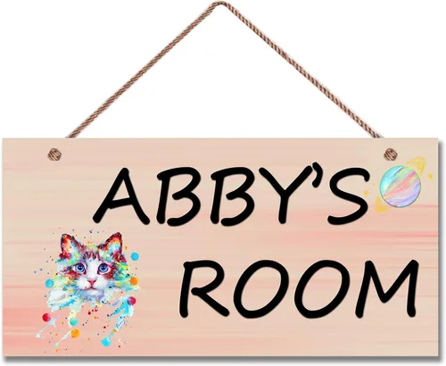 Vista 5 de Letreros personalizados de animales de dibujos animados para la cueva de hombrecito, letrero de gatos lindos, letrero personalizado para habitación