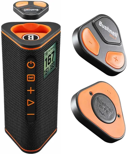 Vista 2 de Altavoz Bluetooth Bushnell Wingman View Golf GPS con auriculares Ultimate Black y paquete de cargadores de pared y coche