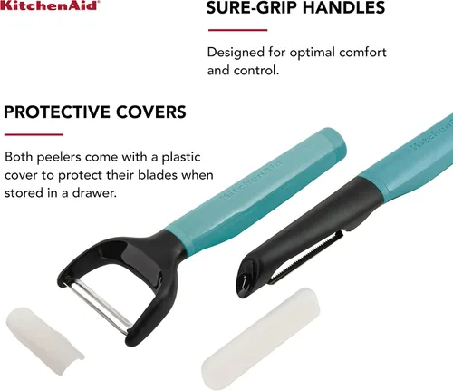 Vista 4 de KitchenAid Universal Euro Y Pelador, Juego De 2, Aqua