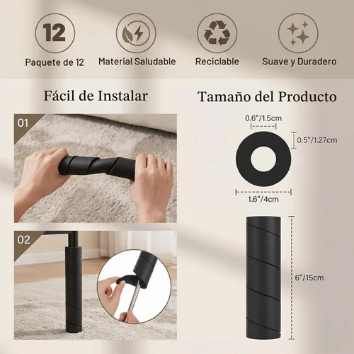 Vista 2 de Paquete de 12 protectores de dedos de base de cama reutilizables de espuma para proteger los dedos de los pies, fundas de patas de 6 pulgadas