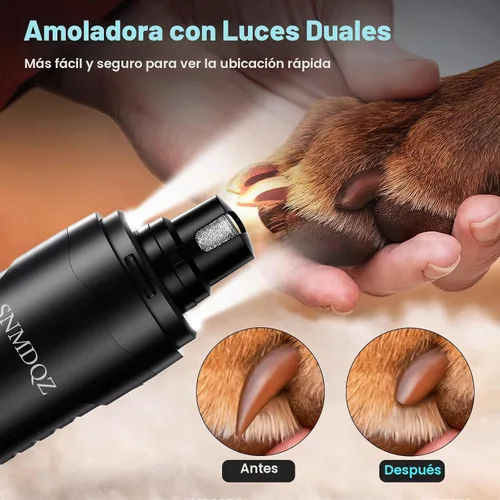 Vista 4 de Molinillo de uñas para perros, recortadores de uñas para perros y juego de cortaúñas con 2 luces LED. Molinillo de uñas para mascotas eléctrico