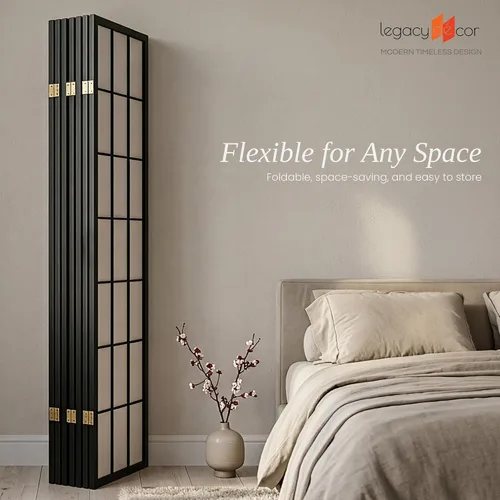 Vista 3 de Legacy Decor Biombo de 4 paneles para habitación con diseño de ciruelo en flor. Privacy Screen, Plum Blossom, Authentic Japanese Shoji Style, Real