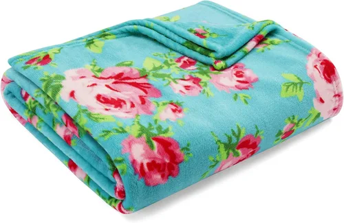 Vista 6 de Betsey Johnson Manta tamaño King, ropa de cama de felpa suave con acogedor reverso de sherpa, manta para sofá o cama, ligera para todas