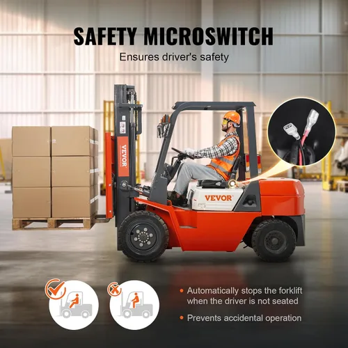 Vista 4 de VEVOR Asiento universal de carretilla elevadora, asiento de tractor plegable con respaldo de ángulo ajustable y micro interruptor, 6.3-13.4