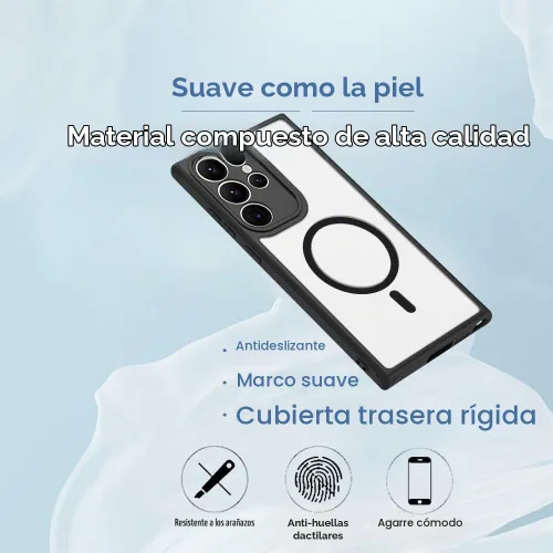 Vista 5 de Funda magnética antihuellas para Samsung Galaxy S23 Ultra, protección completa de la cámara, compatible con accesorios MagSafe, cubierta trasera