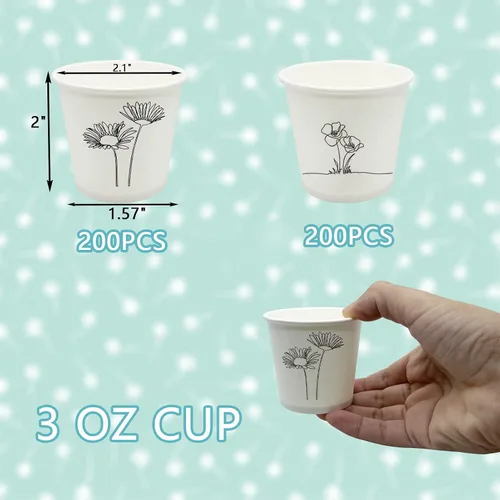 Vista 2 de Rainmae Paquete de 400 vasos de papel pequeños de 3 onzas, vasos desechables de papel de primera calidad, vasos pequeños para enjuague bucal