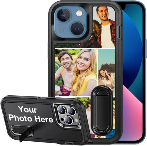 Vista 32 de Funda personalizada para iPhone 13, soporte incorporado/función atril, protección resistente a los arañazos, cubierta de fotos personalizada