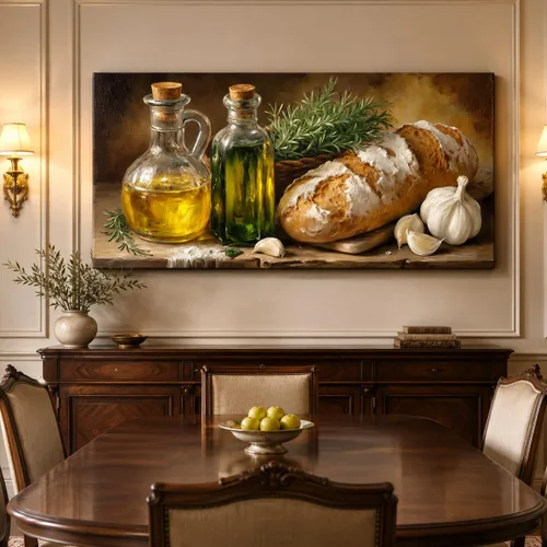 Vista 21 de TIMUBA Decoración de pared de cocina de granja, arte de pared de cocina con texto en inglés "Bless This Home and All Who Enter Kitchen Blessing