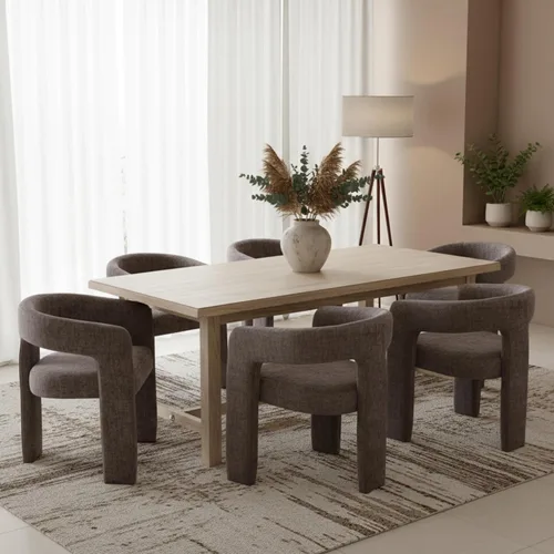 Vista 33 de Hyfirm Sillas de Comedor Modernas Tipo Barril Juego de 1, Cómoda Silla de Comedor de Acento Tapizada en Chenilla con Brazo para Cocina Sala de Estar