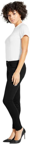 Vista 3 de GUESS Jeans ajustados elásticos de tiro medio para mujer, Negro (Overdye Black)