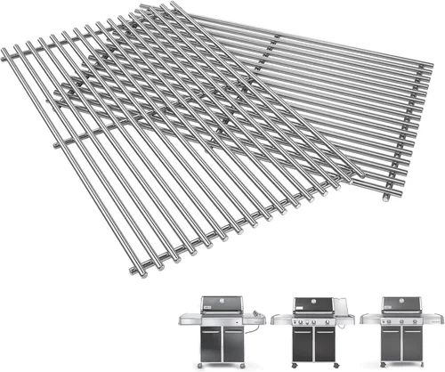 Vista 8 de SafBbcue Kit de piezas de repuesto para parrilla Weber Genesis serie 300, rejillas de parrilla de acero inoxidable 7524, barras aromatizantes 7620