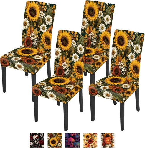 Vista 18 de ANNA QUEEN Juego de 6 fundas para sillas de comedor y cocina, fundas elásticas lavables para sillas de comedor, decoración elegante del hogar