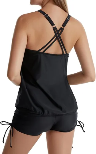 Vista 7 de Trajes de baño Tankini dos piezas, chaleco de natación tirantes, tops pantalones cortos para niño, traje de baño delgado