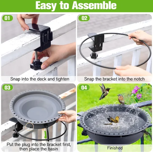 Vista 7 de Saillong Baños para pájaros para exteriores, comedero de agua para colibríes, para jardín, patio, césped, ideal para atraer pájaros