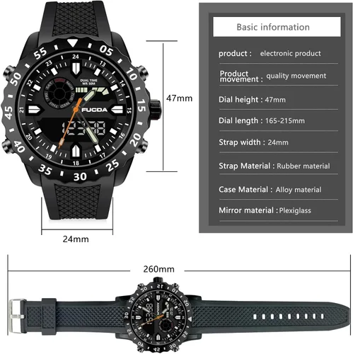 Vista 2 de CakCity Reloj deportivo digital para hombre, esfera grande, 5 ATM, impermeable, para deportes al aire libre, relojes militares para hombre, doble