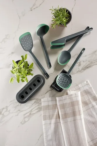 Vista 5 de Lékué Essential Cooking - Juego de herramientas (5 piezas), color gris con verde