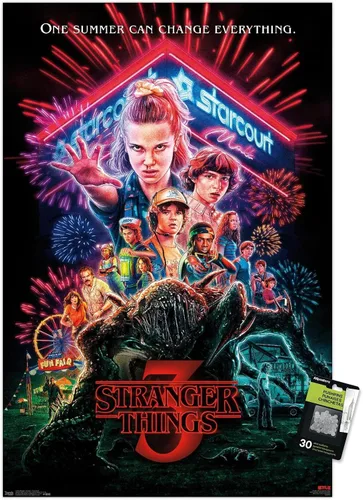 Vista 6 de Trends International Netflix Stranger Things: Season 3 - Póster de pared de una hoja, 14.72 x 22.37 pulgadas, paquete de póster y alfiler premium