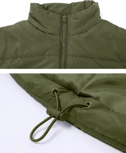 Vista 4 de APAFES Chaleco acolchado de invierno para mujer, ligero, cuello alto, manga corta, acolchado, con bolsillos