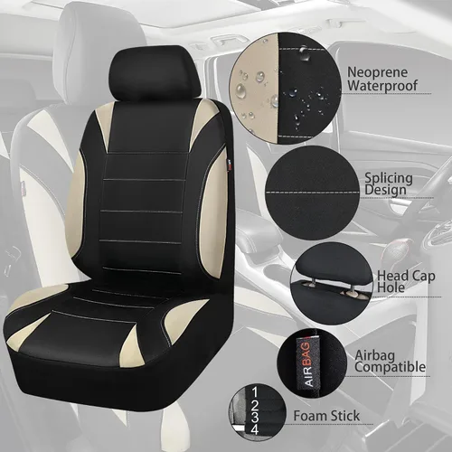 Vista 5 de CAR PASS Fundas impermeables para asientos de coche, juegos completos, fundas universales para asientos de coches, juego completo de fundas