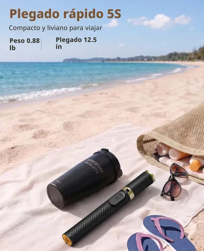 Vista 6 de Trípode para iPhone, selfie stick con control remoto, trípode estable y Negro