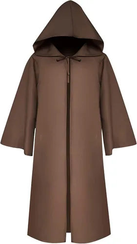 Vista 11 de FRMUIC Capa medieval renacentista, túnica unisex con capucha, bata para Halloween, cosplay, capa de monje de bruja, sacerdote Capa de cosplay