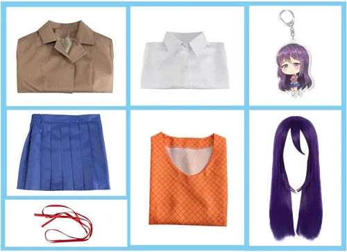 Vista 8 de Juejuezi Doki Doki Monika, traje de Yuri, uniforme escolar, Sayori, cosplay, disfraz de niña escolar para Halloween