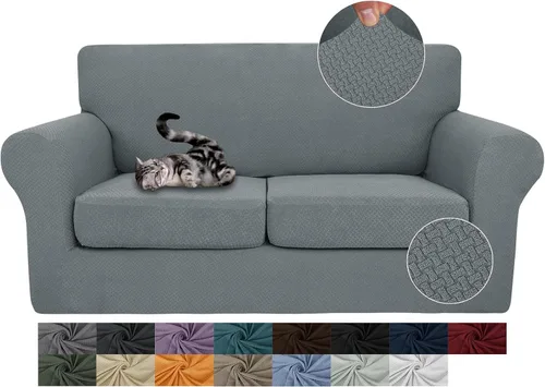 Vista 51 de JIVINER Fundas de sofá de 3 piezas para sofá de 2 cojines, funda elástica para sofá con 2 fundas de cojín de asiento extra grandes, fundas de sofá
