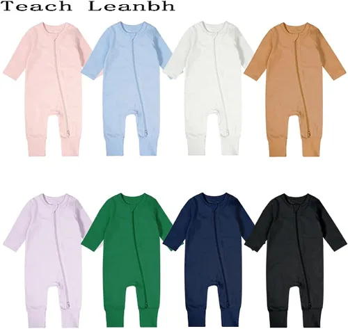 Vista 5 de Teach Leanbh Pijama sin pies de viscosa con cremallera de 2 vías para bebés y niñas