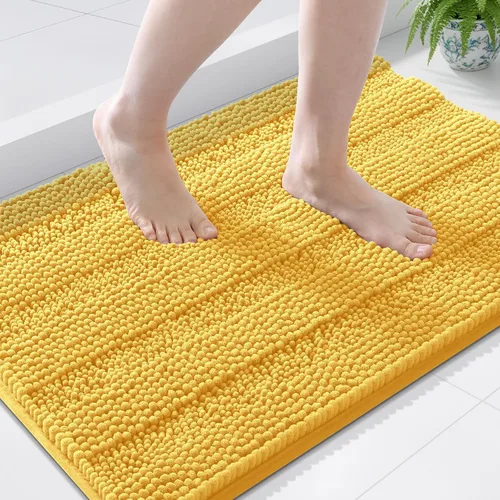 Vista 255 de Grandaily Alfombras de baño de felpilla a rayas de 24 x 16 pulgadas, extra gruesas y suaves, absorbentes, parte trasera de goma, alfombra de ducha
