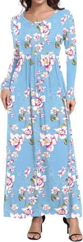 Vista 2 de Vestido largo de manga cortalarga, holgado, liso, informal y con bolsillos para mujer