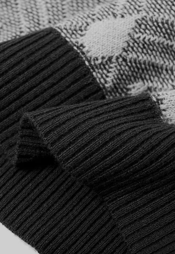 Vista 4 de Suéter retro de rombos para hombre, manga larga, ajustado, cuello redondo, suéter, Multicolorido