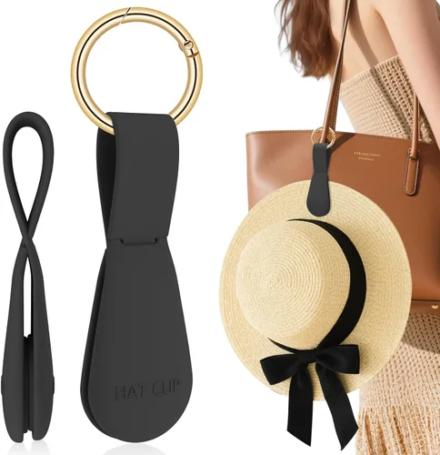 Vista 29 de Clip magnético para sombrero para viajes, 2 soportes de silicona color caqui claro para bolsos, bolsos, equipaje y sombreros de playa, clip