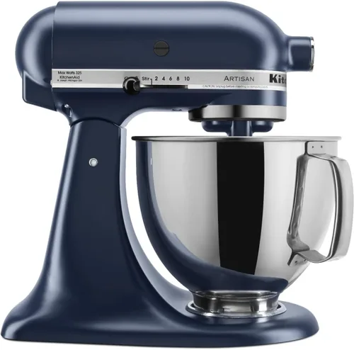 Vista 7 de KitchenAid Artisan Series Batidora de Pie con Cabezal Inclinable de 5 Cuartos con Escudo Vertedor KSM150PS, Crema de Almendra