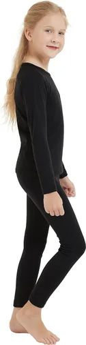Vista 2 de Girl Kids Merino Wool Base Layer Set Top and Bottom Thermal Underwear