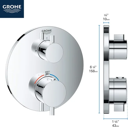 Vista 6 de GROHE 24151EN3 Atrio - Moldura termostática de doble función con 2 manijas, níquel cepillado InfinityFinish