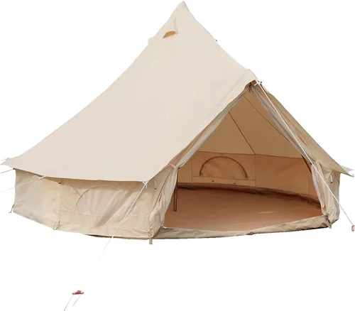 Vista 10 de Happybuy Tienda de campaña de lona – 4 estaciones transpirable 100% algodón lona Yurt – con estufa Jack, tienda de campaña glamping de lujo