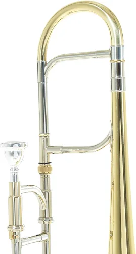 Vista 8 de Roy Benson Eb Alto Trombón MOD.AT-201 acabado lacado con caja ligera en forma, amarillo, plata (RB701121)