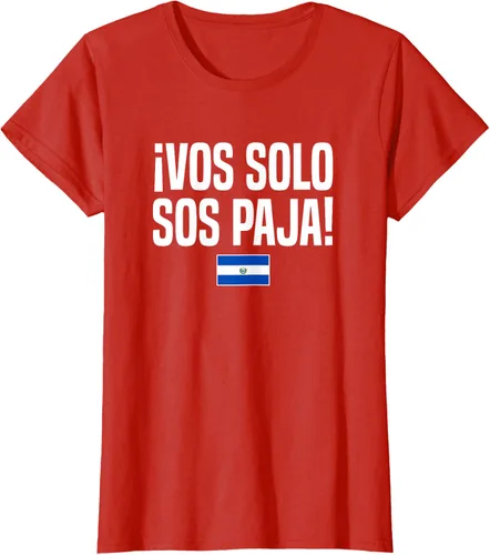 Vista 78 de Camiseta Vos Solo Sos Paja Salvadoran Slang Bandera de El Salvador, Negro