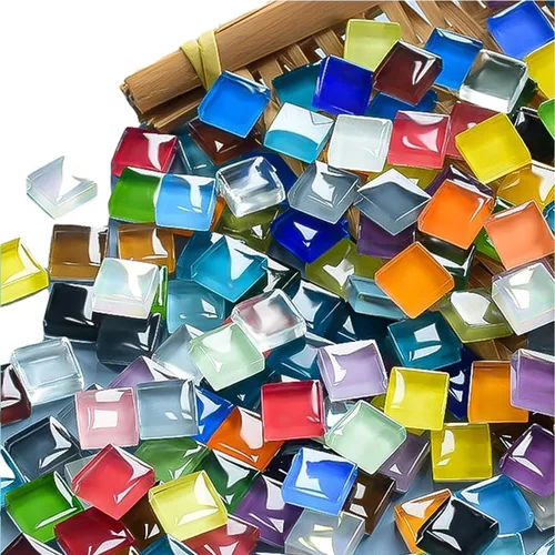 Vista 8 de Azulejos de mosaico de bricolaje para manualidades, kits de mosaico de vidrio colorido para adultos, 350 azulejos de mosaico de vidrieras a granel