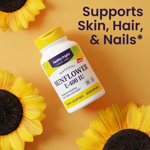 Vista 4 de Healthy Origins Vitamina E, 400 UI de girasol (Sun E 900) - Suplemento de vitamina E - Vitaminas para el cabello, la piel y las uñas - Suplemento