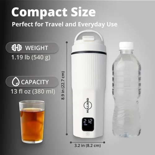Vista 6 de Hervidor Eléctrico de Viaje - Acero Inoxidable 316, Hervidor de Té Portátil y Calentador de Agua, Hervidor de Agua Portátil de 450ml, 6 Ajustes