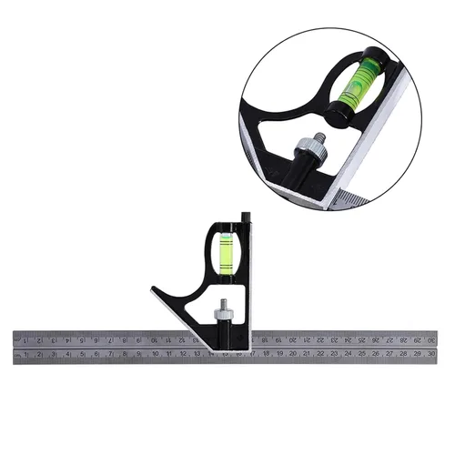 Vista 9 de Kit de combinación de reglas, herramienta de medición combinada de corte y perforación Cuerpo de metal para carpintería, carpintería, maquinistas