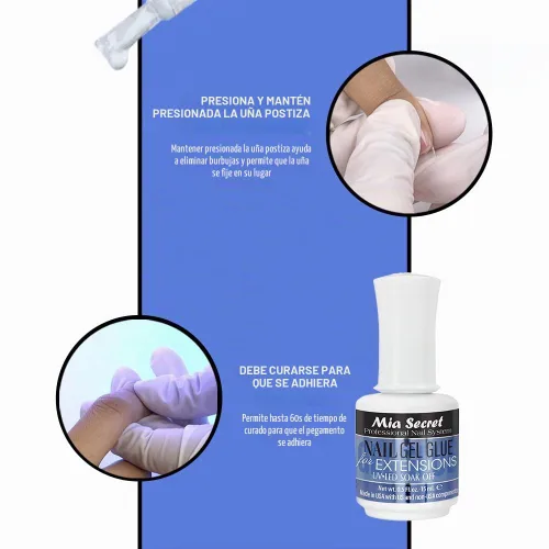 Vista 4 de MIA SECRET PEGAMENTO DE GEL DE UÑAS DE 0.5 Floz PARA EXTENSIONES UV-LED SOAK OFF