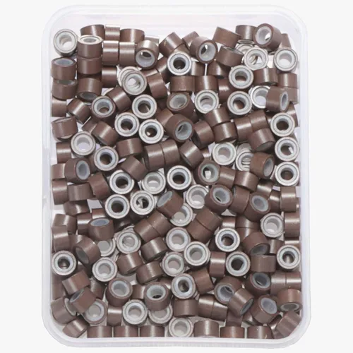 Vista 21 de Anillas de microenlace de 4 mm con forro de silicona, cuentas de oropel para extensiones de pelo, 300 unidades, color negro