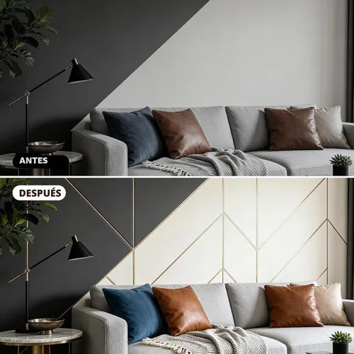 Vista 2 de Moldura de pared para despegar y pegar de 9.8 pies, moldura flexible en forma de D, color dorado mate para protector contra salpicaduras, espejos