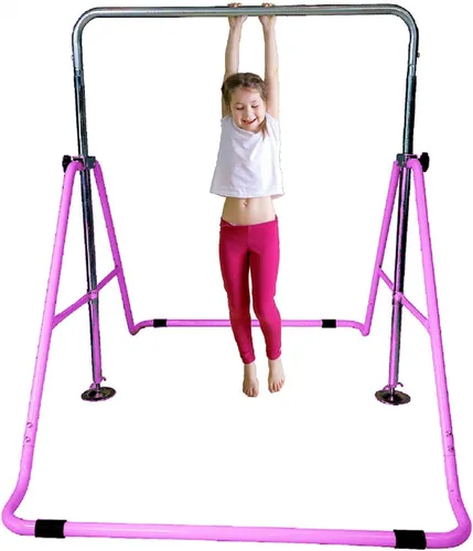 Vista 3 de XINDONGSHENG - Barra de gimnasia atlética expansible para niños, barra de equilibrio para entrenamiento junior, gimnasio, color morado con 2 pies x