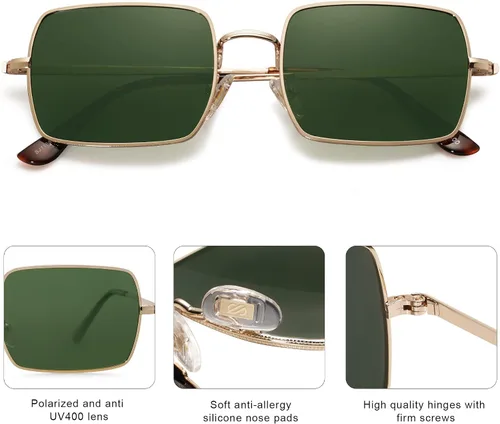 Vista 4 de SOJOS Gafas de sol polarizadas de polígono rectangular para mujeres y hombres sombras retro clásicas vintage SJ1168