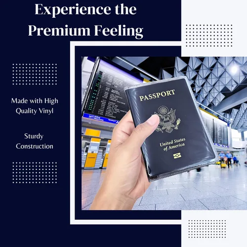 Vista 6 de Funda transparente para pasaporte (paquete de 6) – Protector de pasaporte con ranuras para tarjetas y boletos, soporte de plástico impermeable