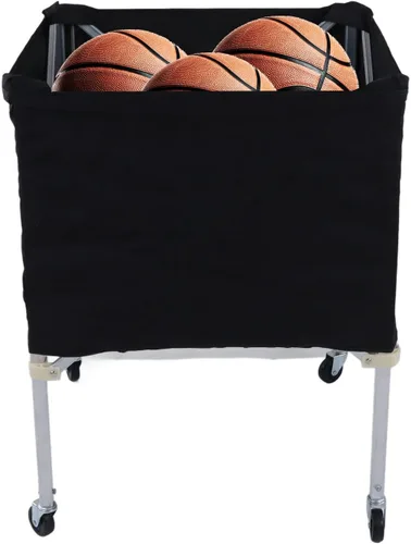 Vista 2 de Carrito de almacenamiento de bolas plegable, organizador deportivo con ruedas para baloncesto, fútbol, voleibol, capacidad de 8 bolas, portátil